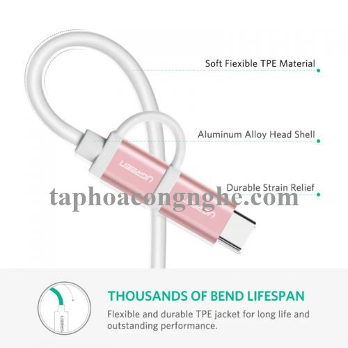 Ugreen 30542 0.5M màu Hồng Cáp USB-A sang Micro USB + USB-C cao cấp US177 30030542